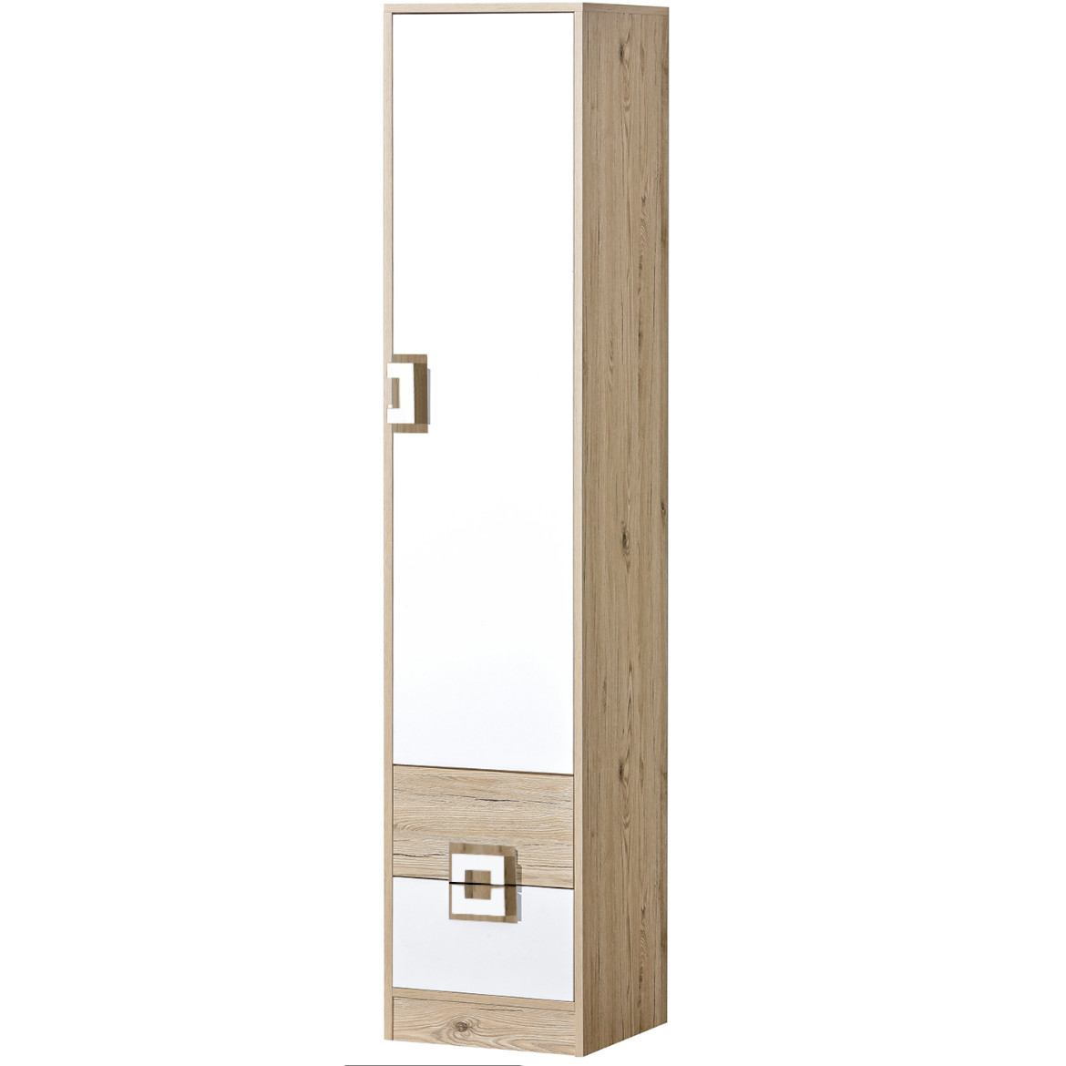 Niko polica 1 vrata+2 fioke 40x40x190 svetli hrast/bela