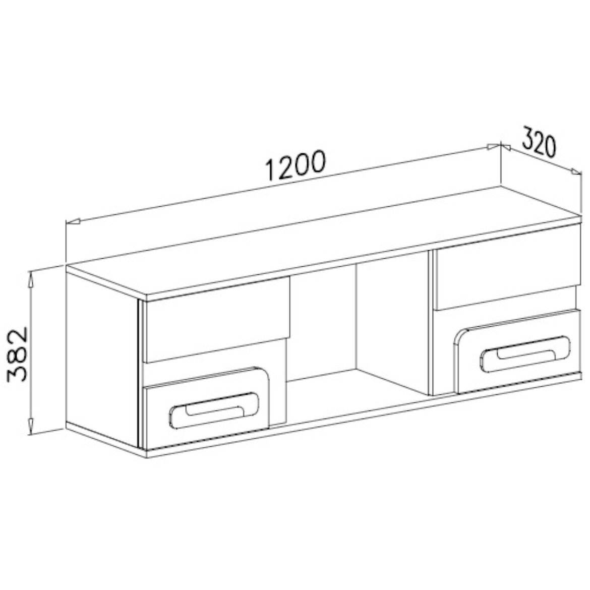 Apetito zidni element 2 vrata+1 otvor 120x32x38  sivo/beli