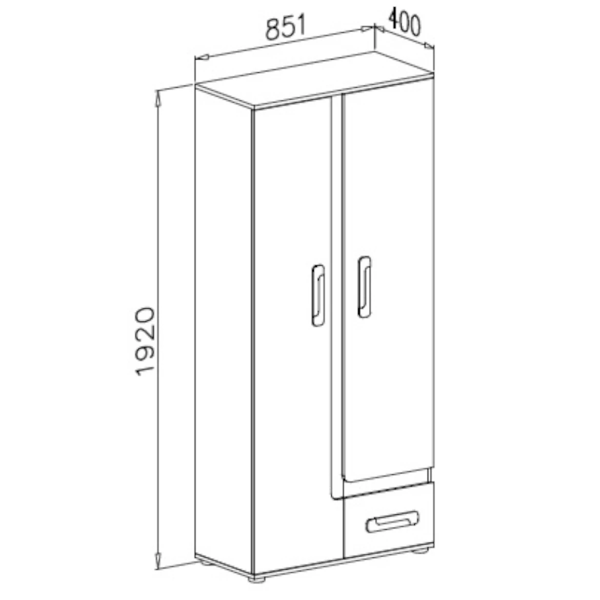 Ormar Apetito 2 vrata + 1 fioka sivo/beli