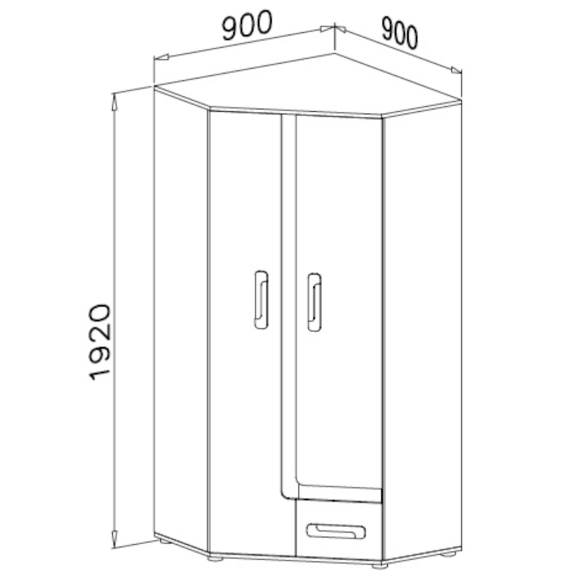 Ormar ugaoni Apetito 2 vrata + 1 fioka sivo/beli