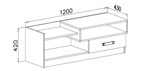 Trafiko TV komoda 1 fioka 120x43x43 cm bela/roze