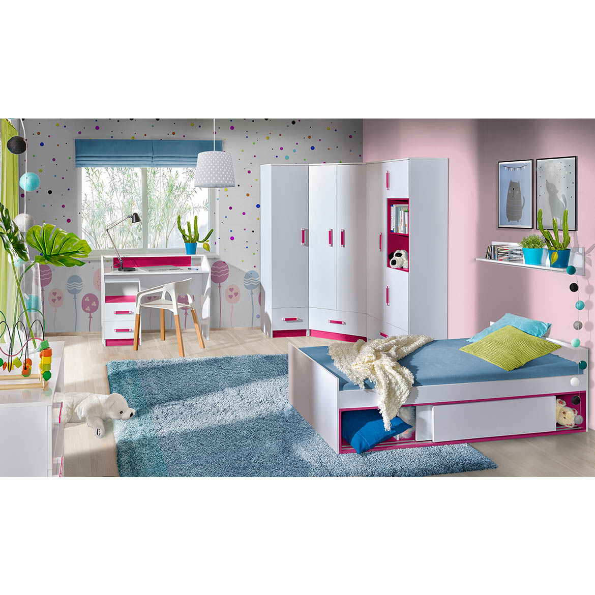 Trafiko radni sto 120x50x91 cm belo/roze