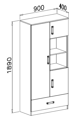 Trafiko3 vrata+1 fioka+2 otvora 90x40x189 belo/roze