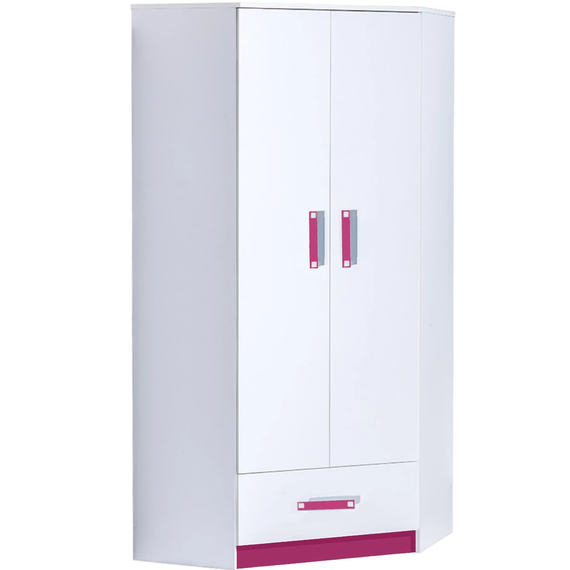 Ormar ugaoni Trafiko 2 vrata + 1 fioka bela/roze