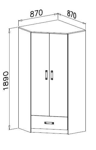 Ormar ugaoni Trafiko 2 vrata + 1 fioka bela/roze