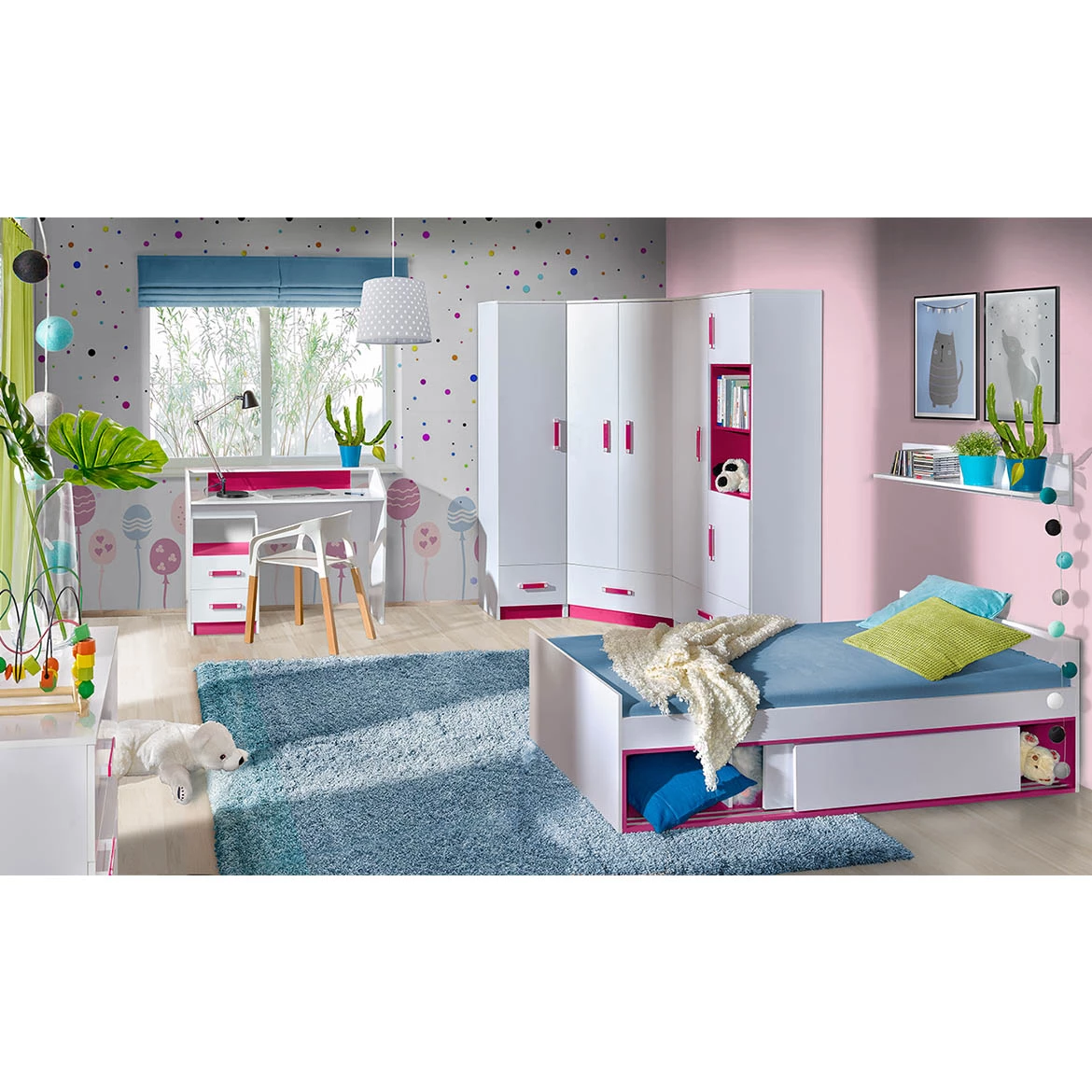 Ormar Trafiko 2 vrata + 1 fioka bela/roze