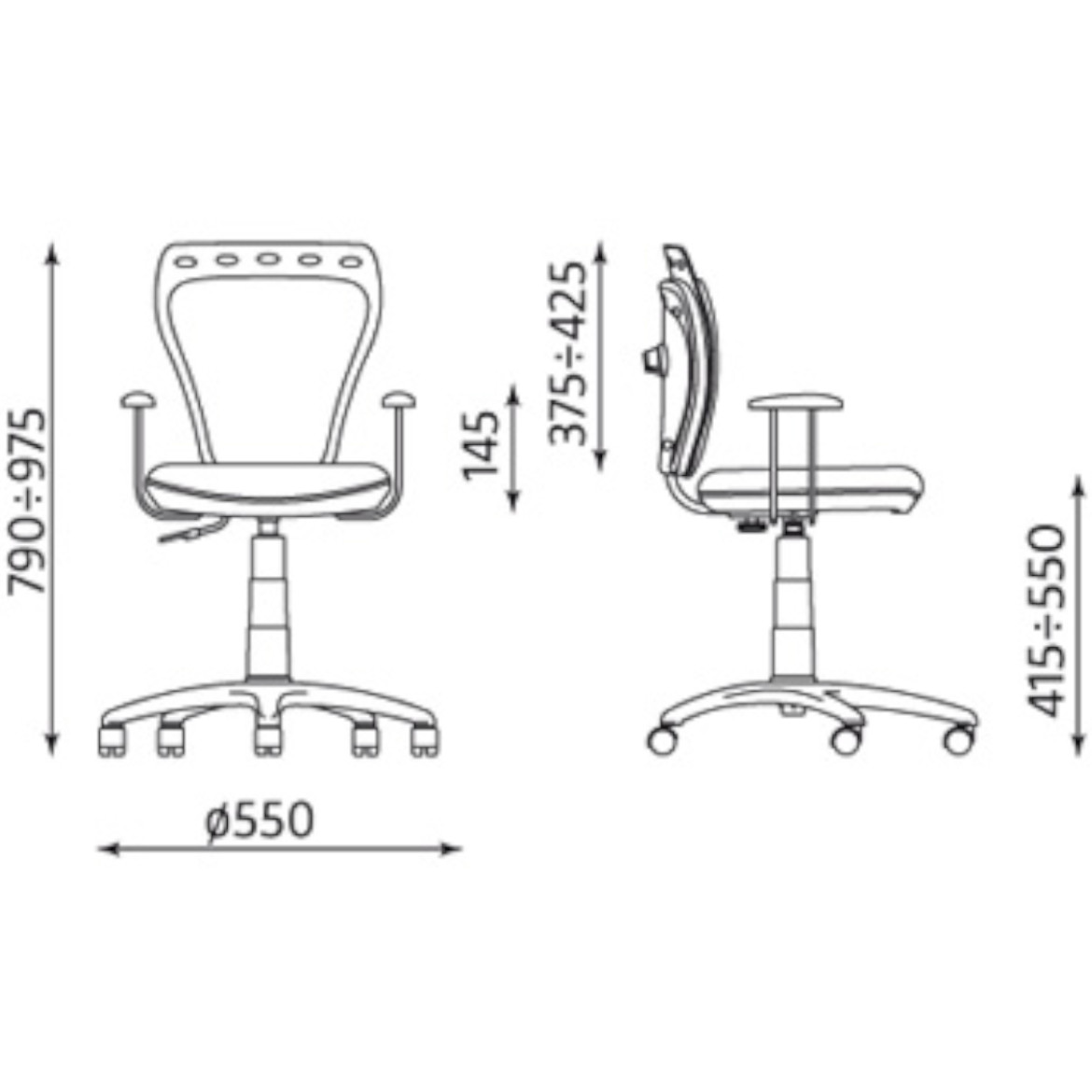 Ministyle kancelarijska stolica 55x55x97 cm crna / poni