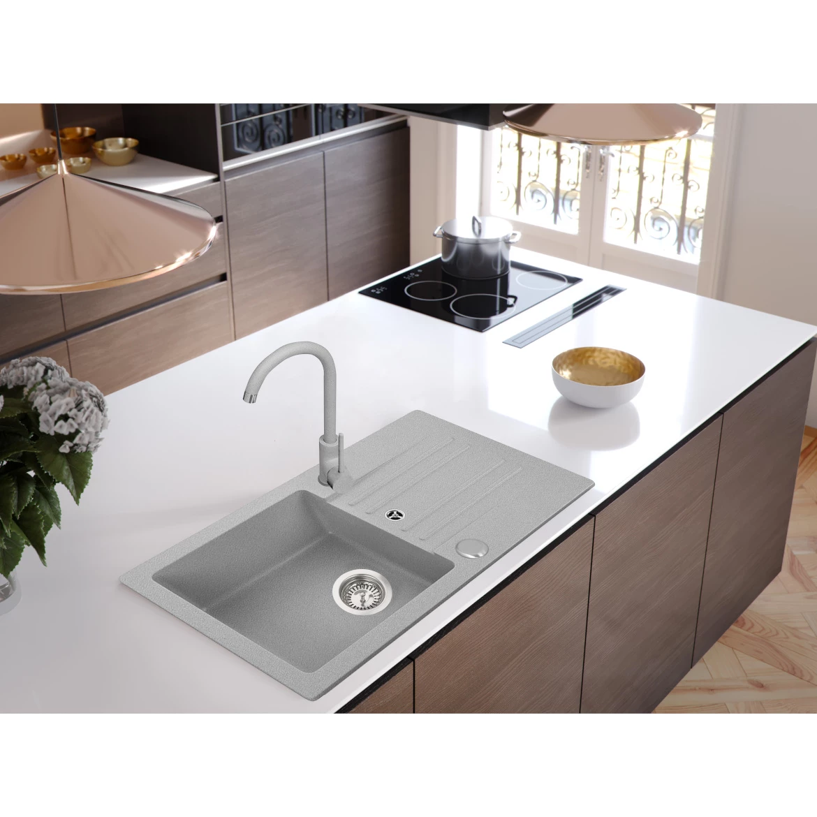 Alveus Danton 75x42 sudopera granit siva + slavina