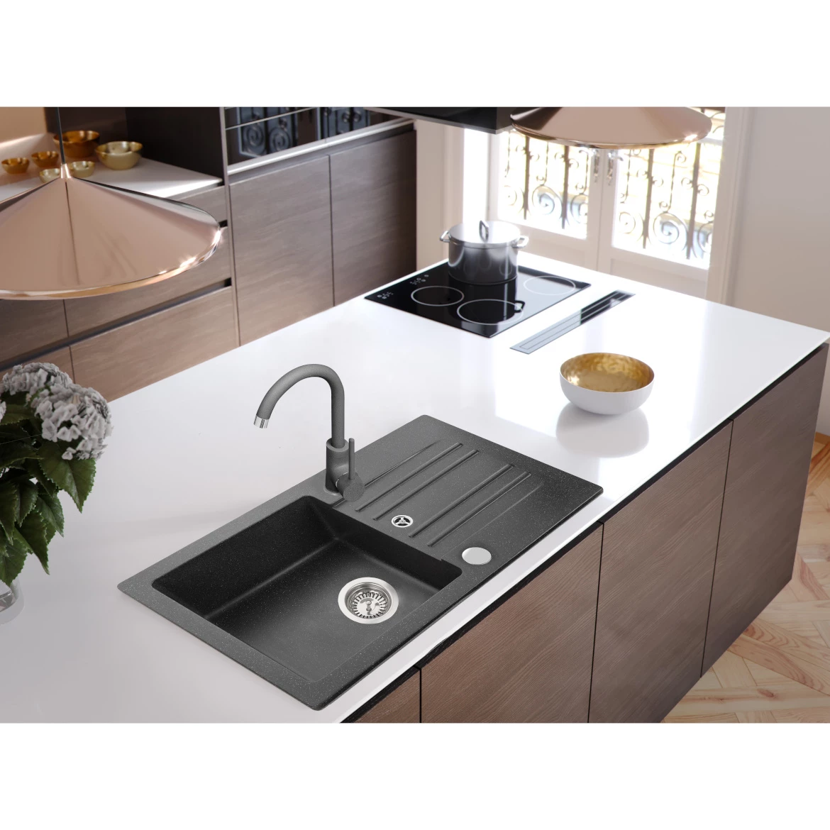 Alveus Danton 75x42 sudoper granit crni+ slavina