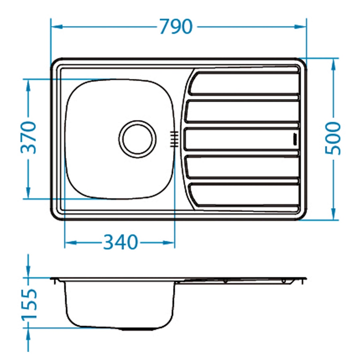 Alveus Conte 20 79x50 sudopera inox