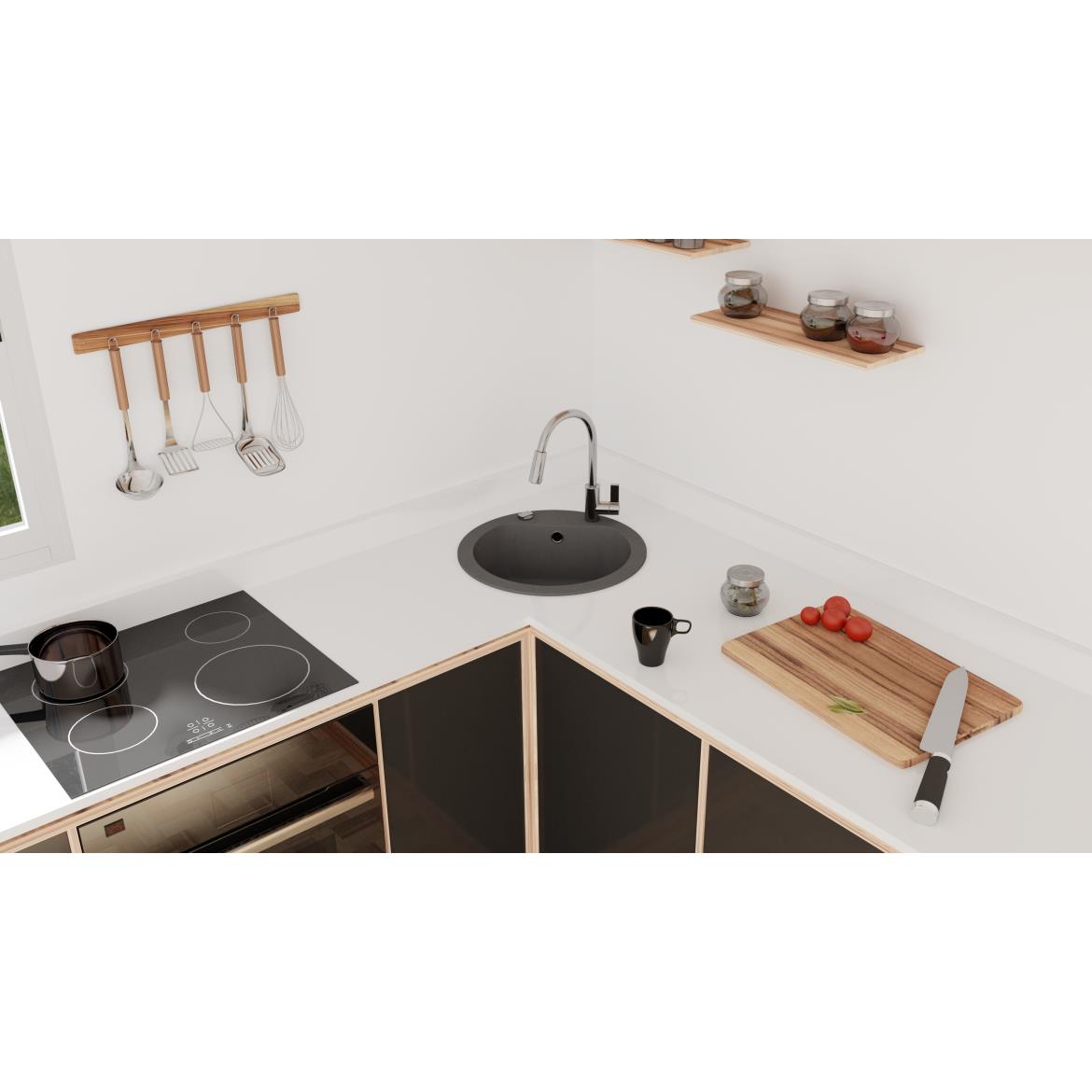 Aqua Mercado 51x51 sudoper granit sivi