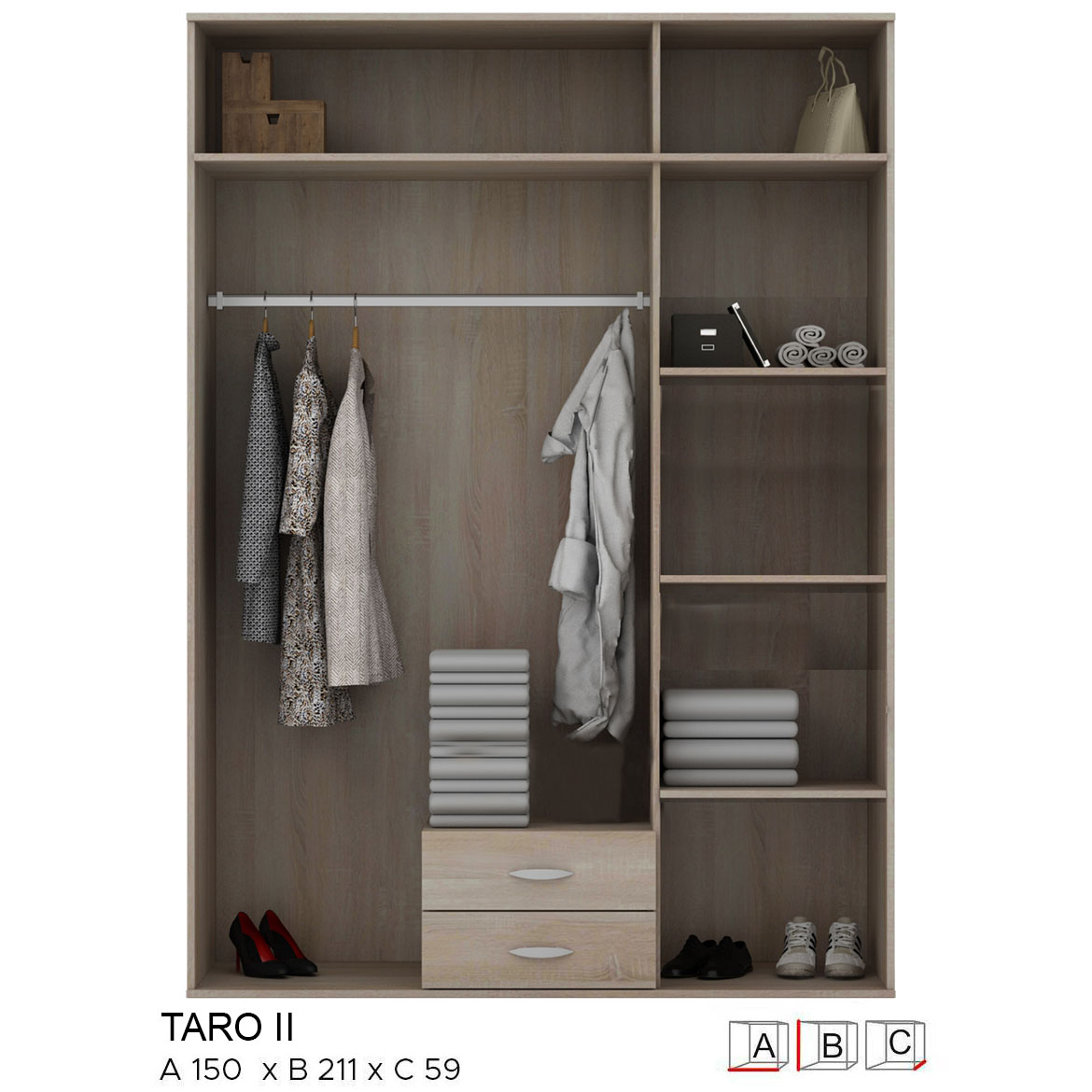 Taro ormar 150x59x213 sonoma