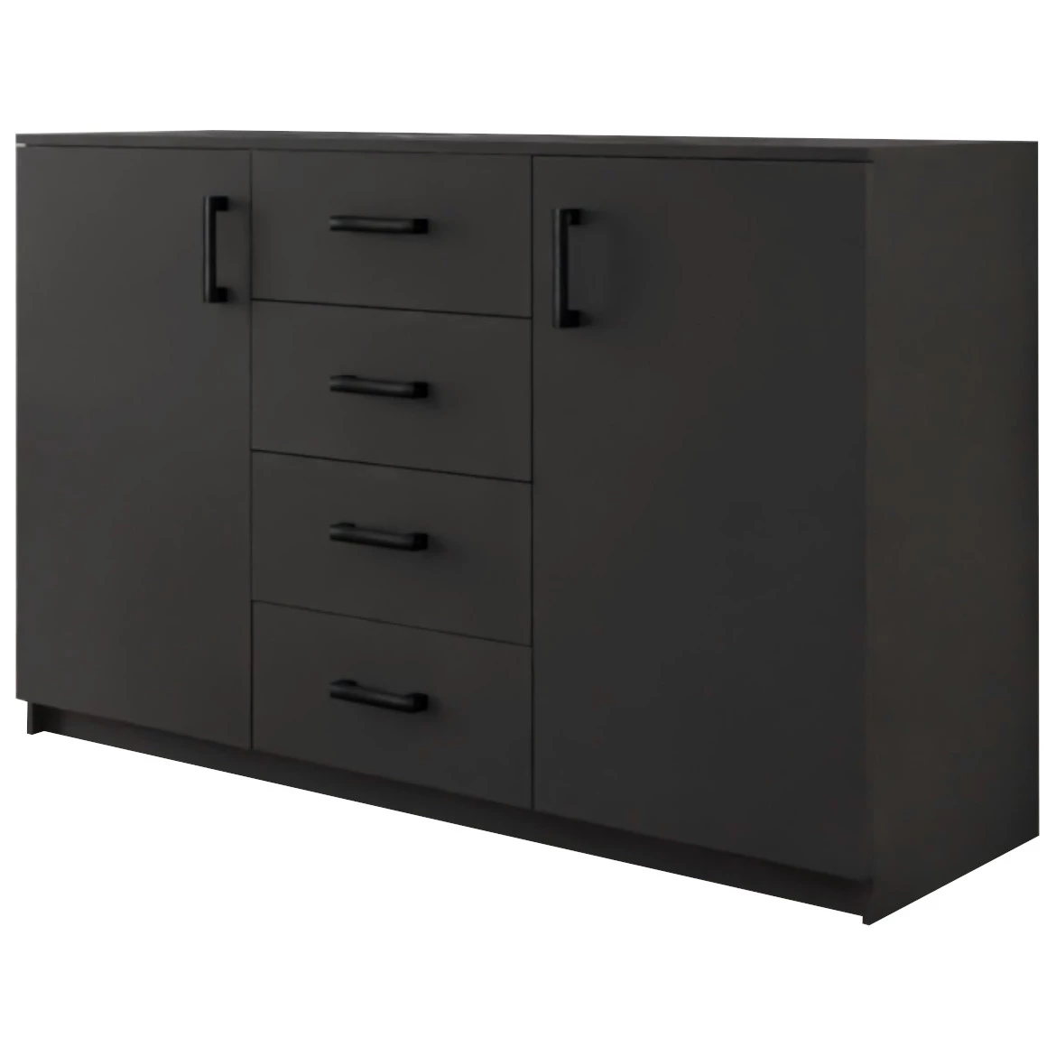Komoda Bahli 2 vrata+4 fioke 150x45x94 cm crna