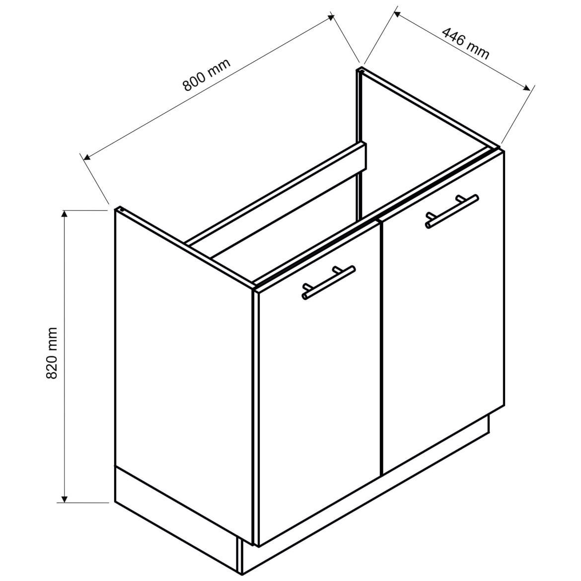 Kuhinjski element Clara 2 vrataD80ZL hrast / siva