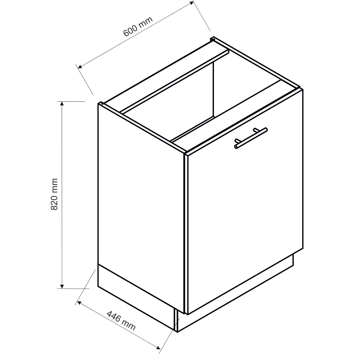 Kuhinjski element Clara 1 vrata D60 P / L hrast / siva