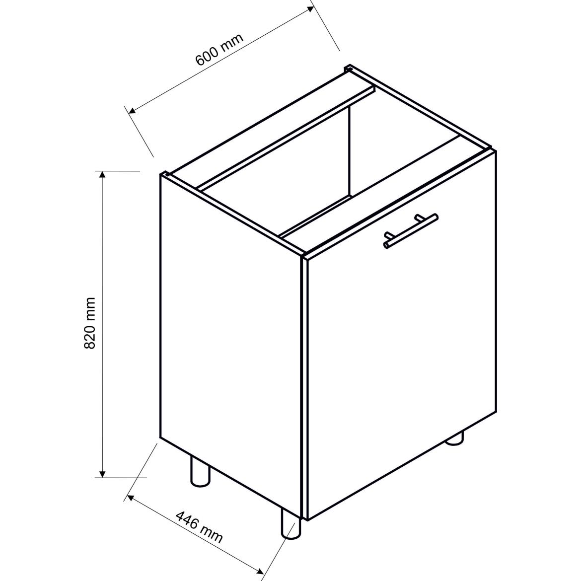 Kuhinjski element Megan crna hologram linija D60 L BB