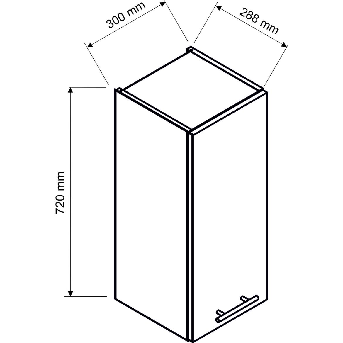 Kuhinjski element Megan W30 L BB bela hologram linija