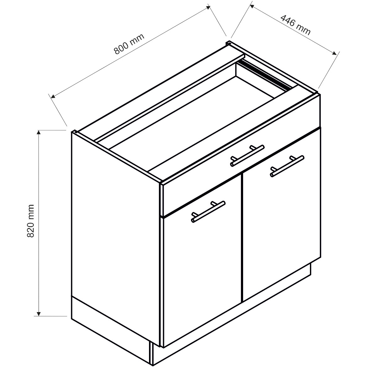 Kuhinjski element Elena D80S1 hrast / crna