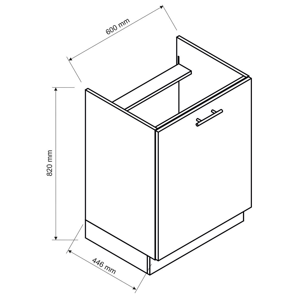 Kuhinjski element Natalia 1 vrata D60PC PL siva mat