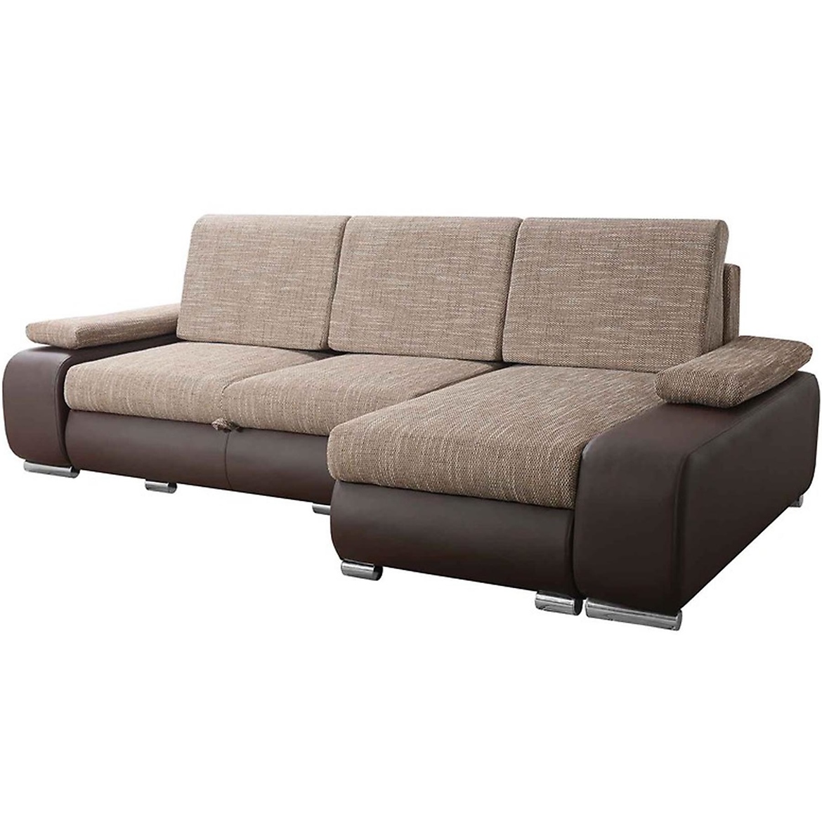 Kutna sofa na razvlacenje Latte Berlin 3 + Soft univerzalna smeda