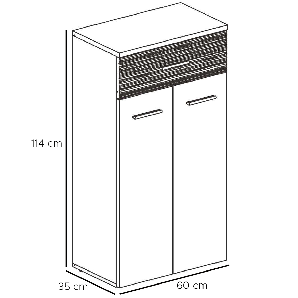 Gustavo komoda 60x35x114 cm 2 vrata+1 fioka hrast/bela