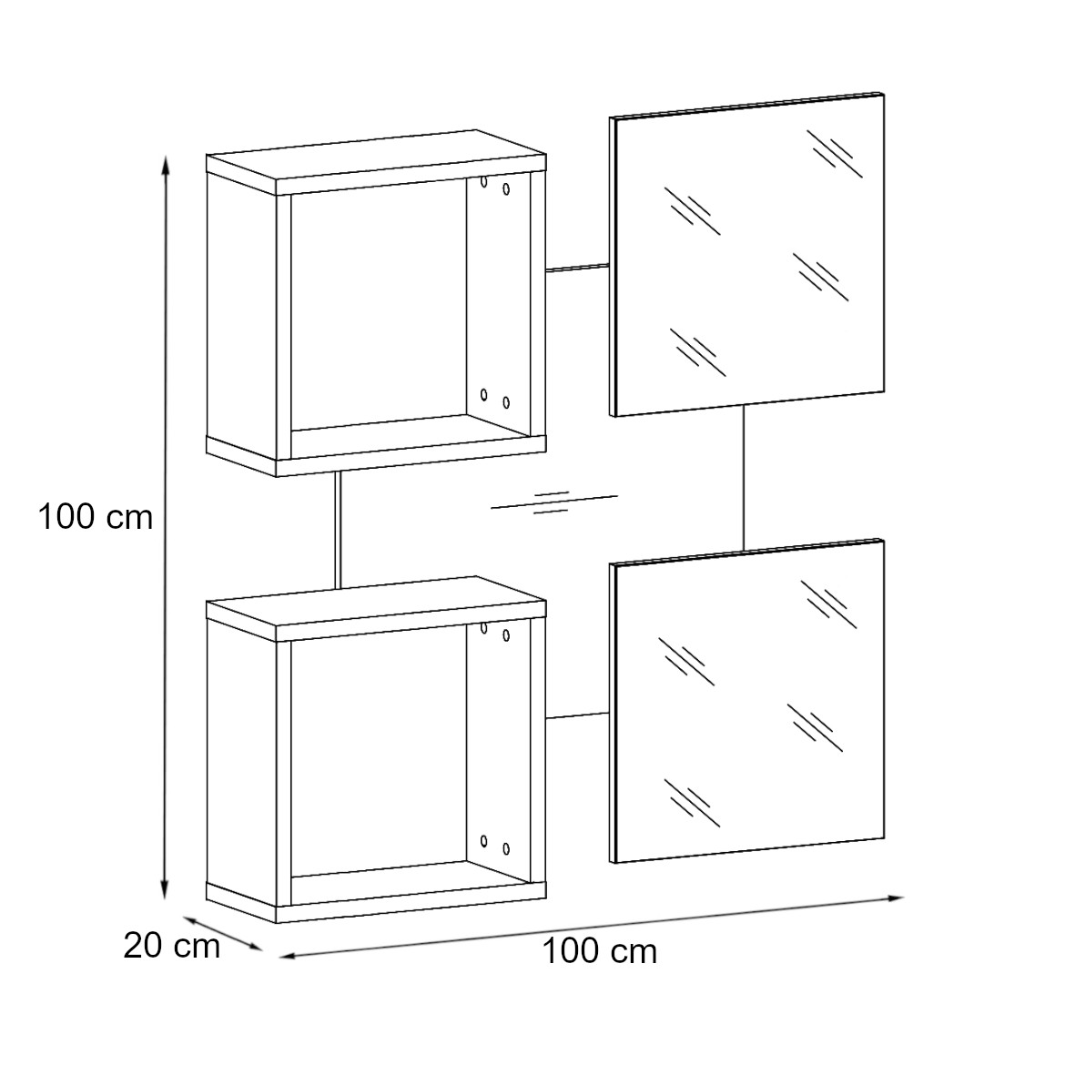 Easy zidna polica TIP 7 100x30x100 cm natur/bela