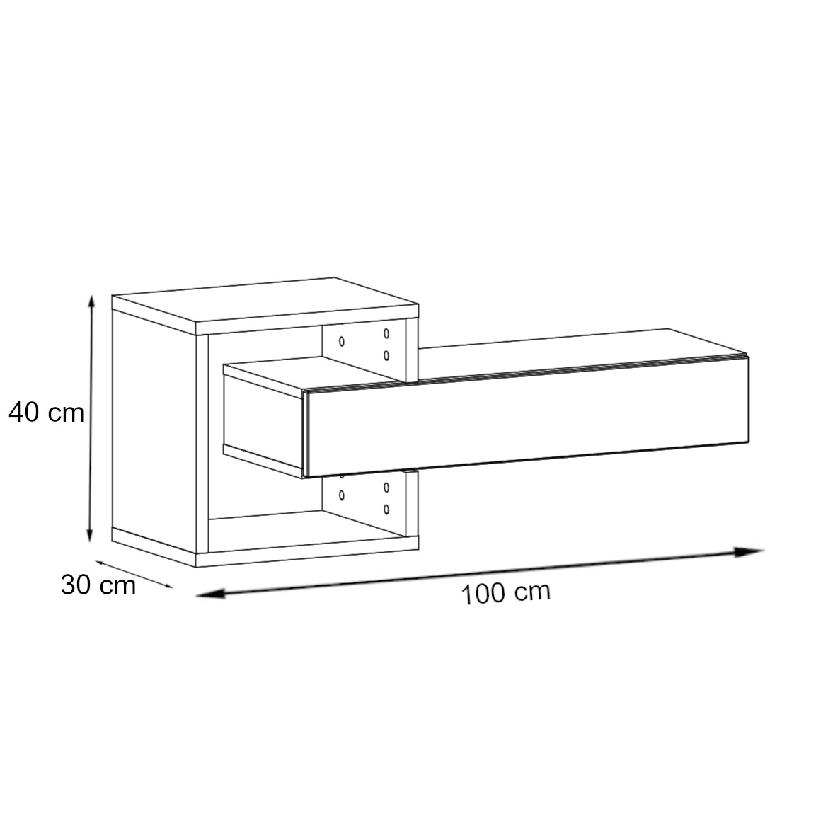 Easy zidna polica TIP 3 100x30x40 cm natur/bela