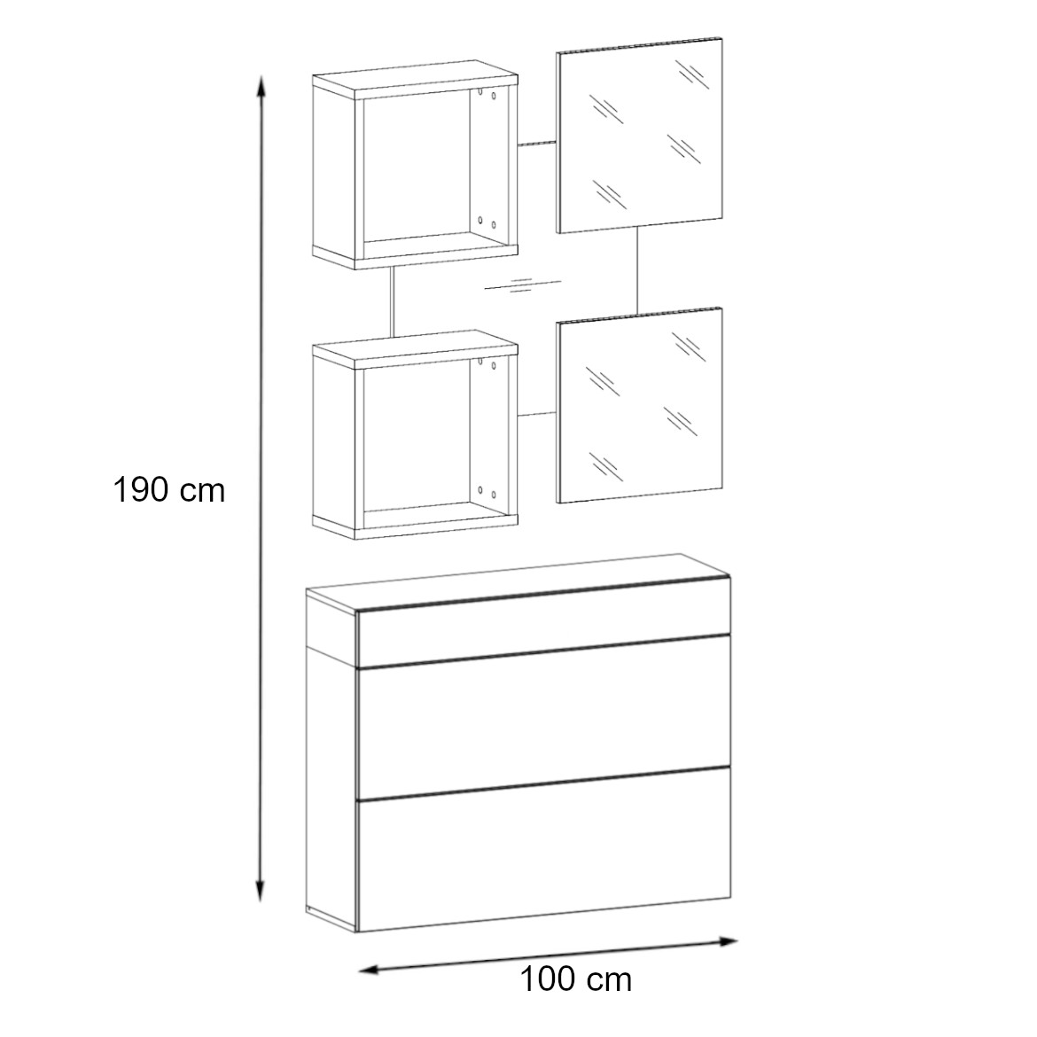 Easy V predsoblje 100x30x190 cm natur/belo