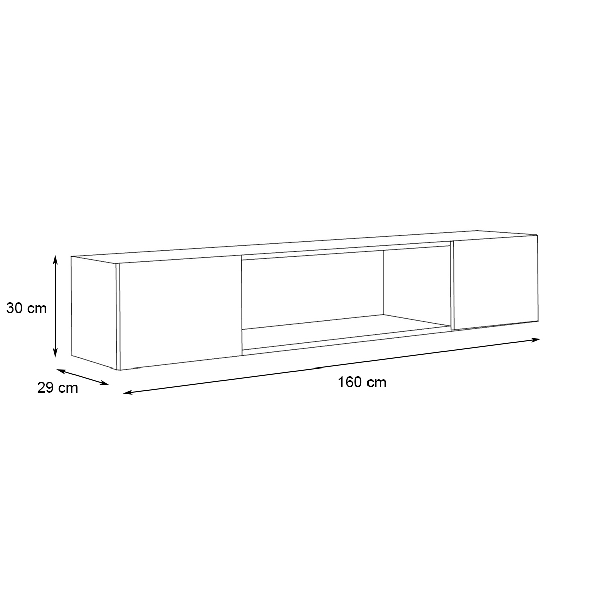 Fly viseci element 1 vrata 160x29x30 crno/beli