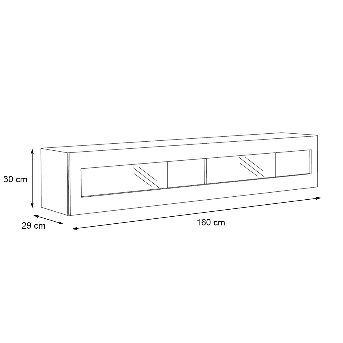 Fly viseci element 1 vrata 160x29x30 crni