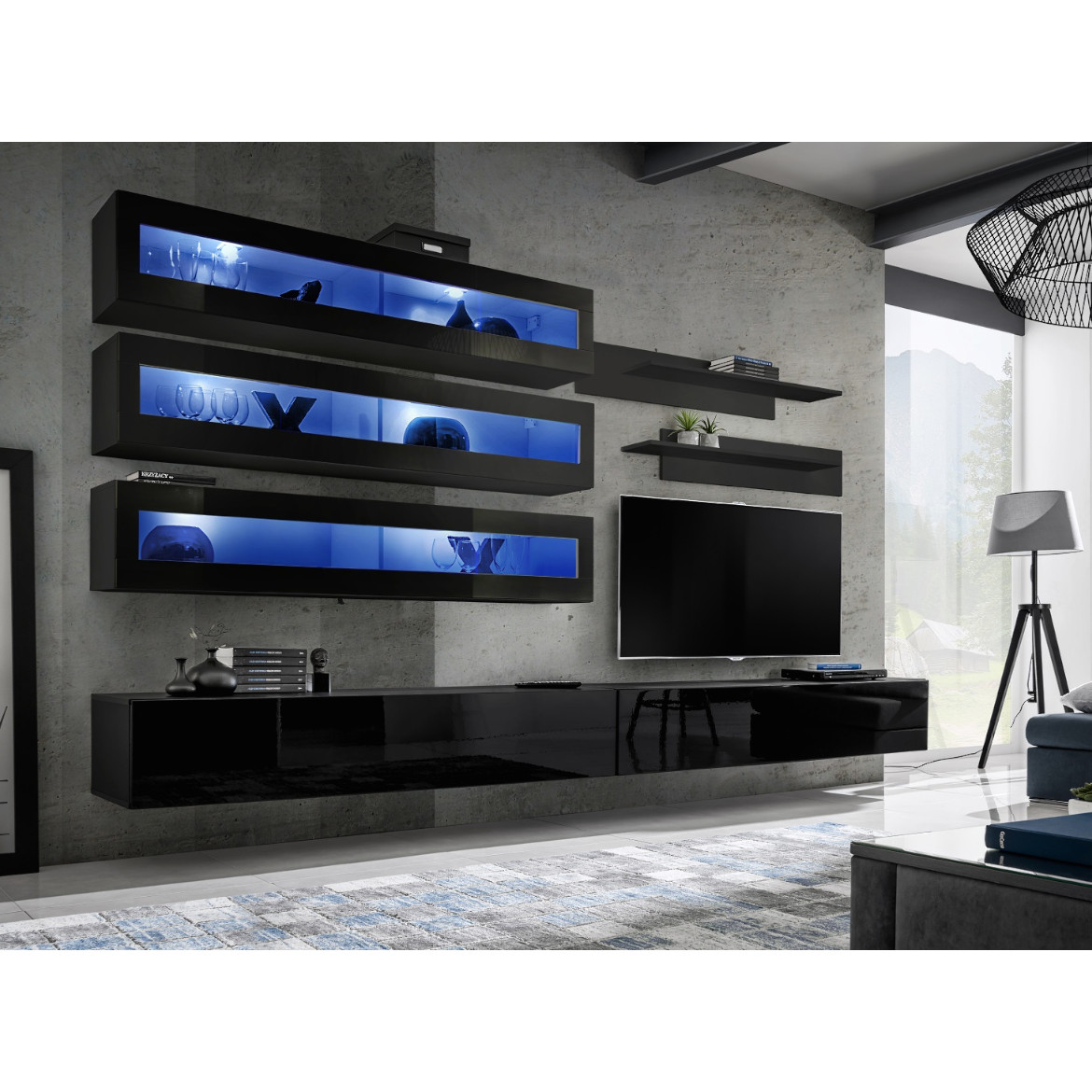 Fly viseci element 1 vrata 160x29x30 crni
