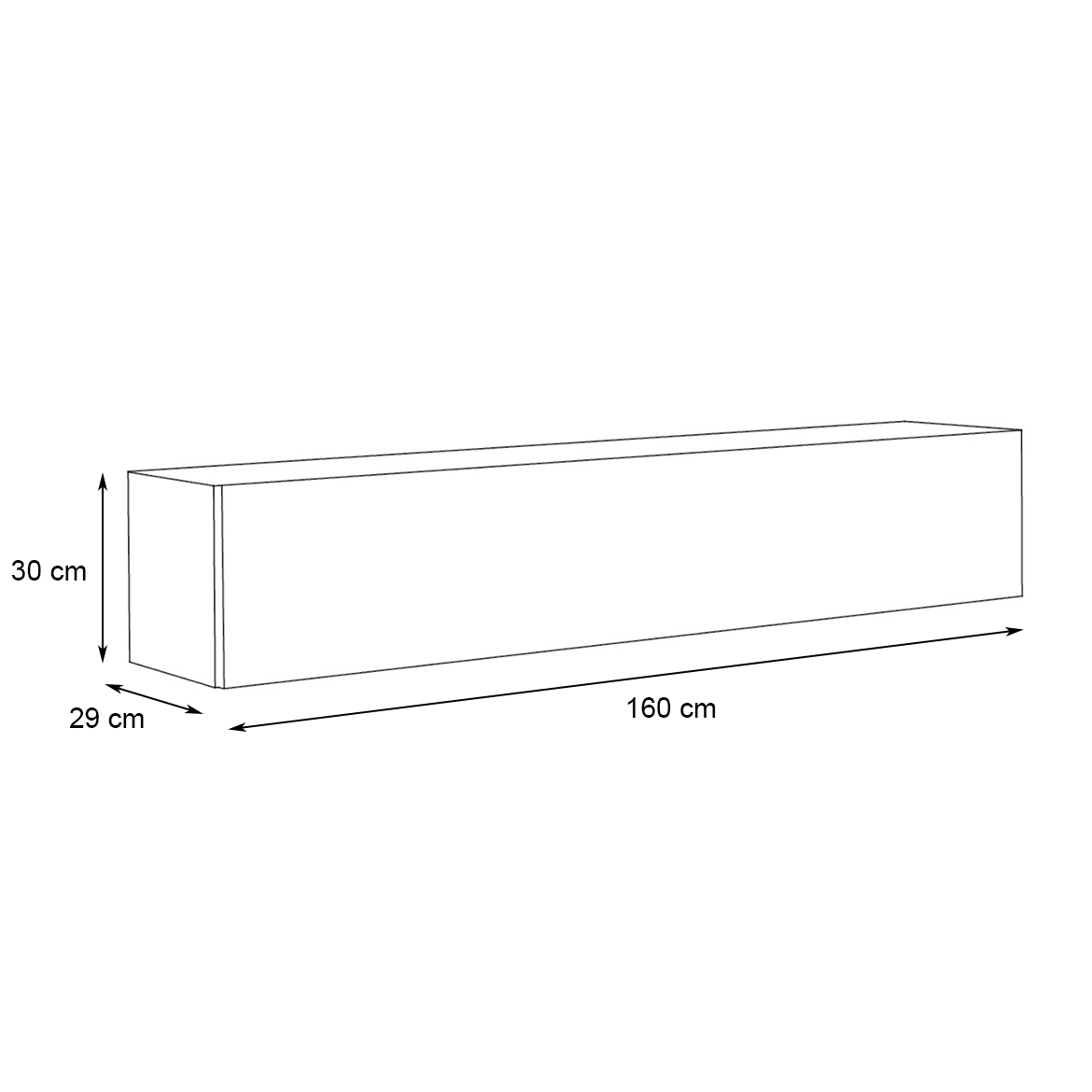 Fly viseci element 1 vrata 160x29x30 crni