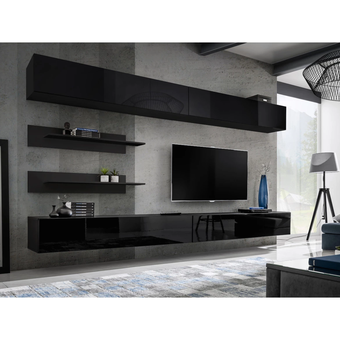 Fly viseci element 1 vrata 160x29x30 crni