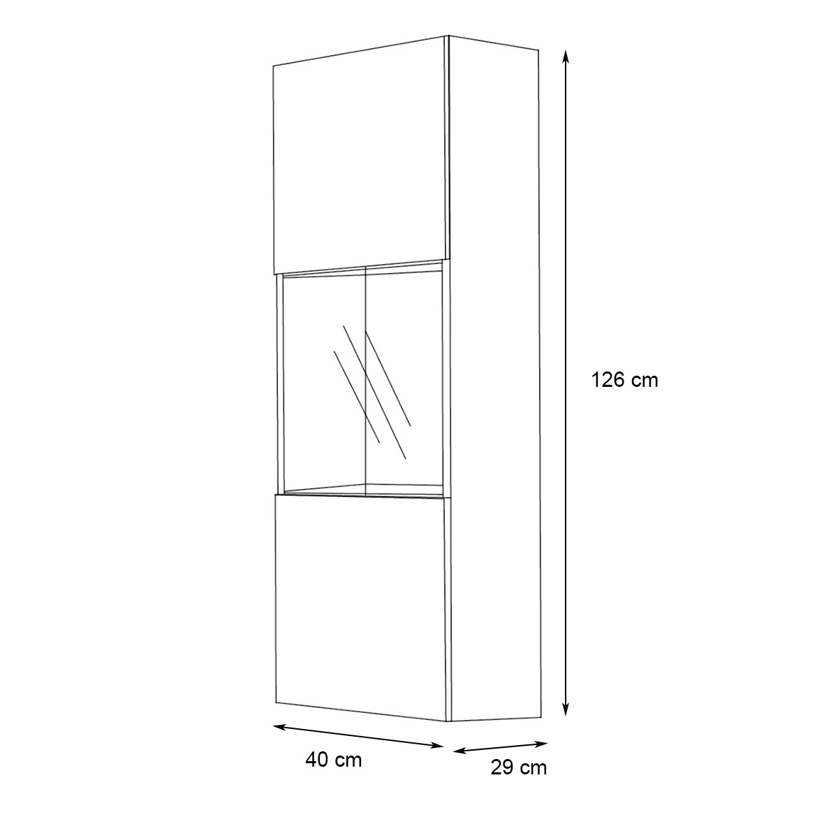 Vitrina Fly 1 vrata 40x29x126 crna