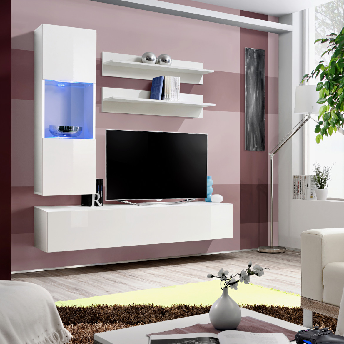Vitrina Fly 1 vrata 40x29x126 bela
