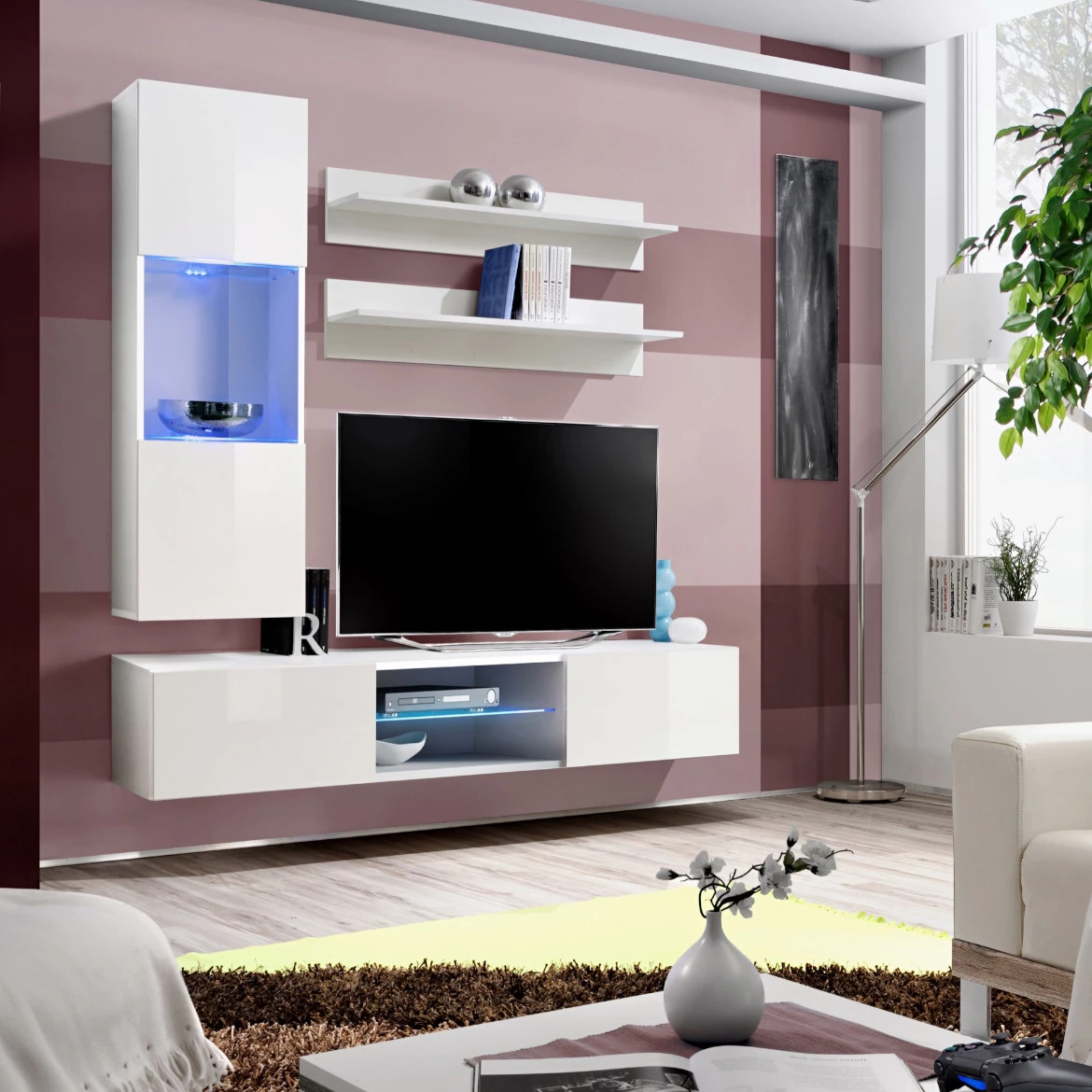 Vitrina Fly 1 vrata 40x29x126 bela