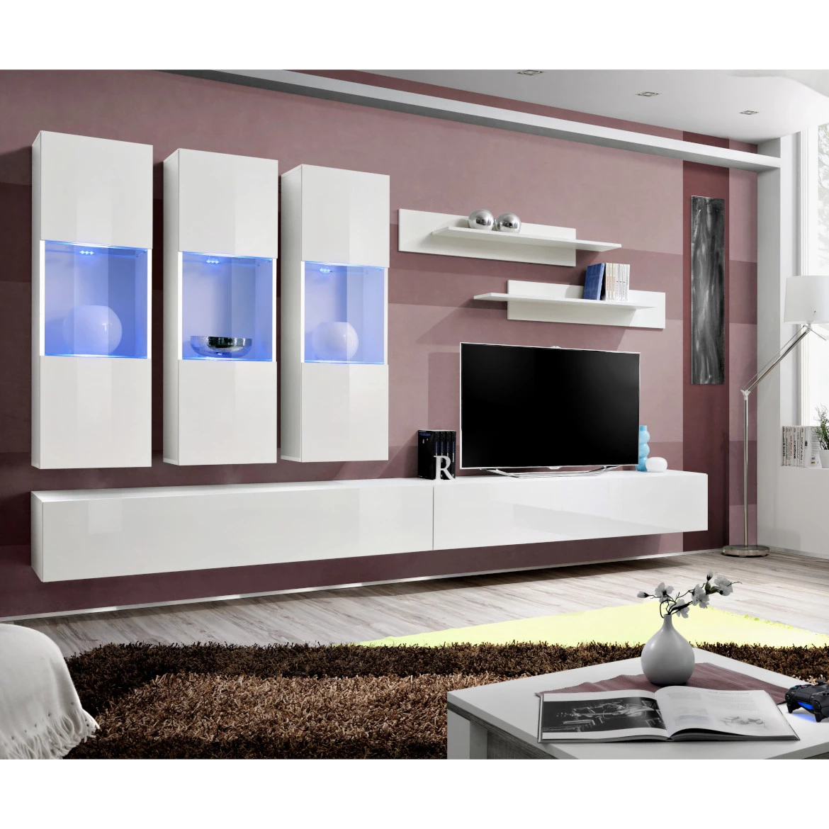 Vitrina Fly 1 vrata 40x29x126 bela