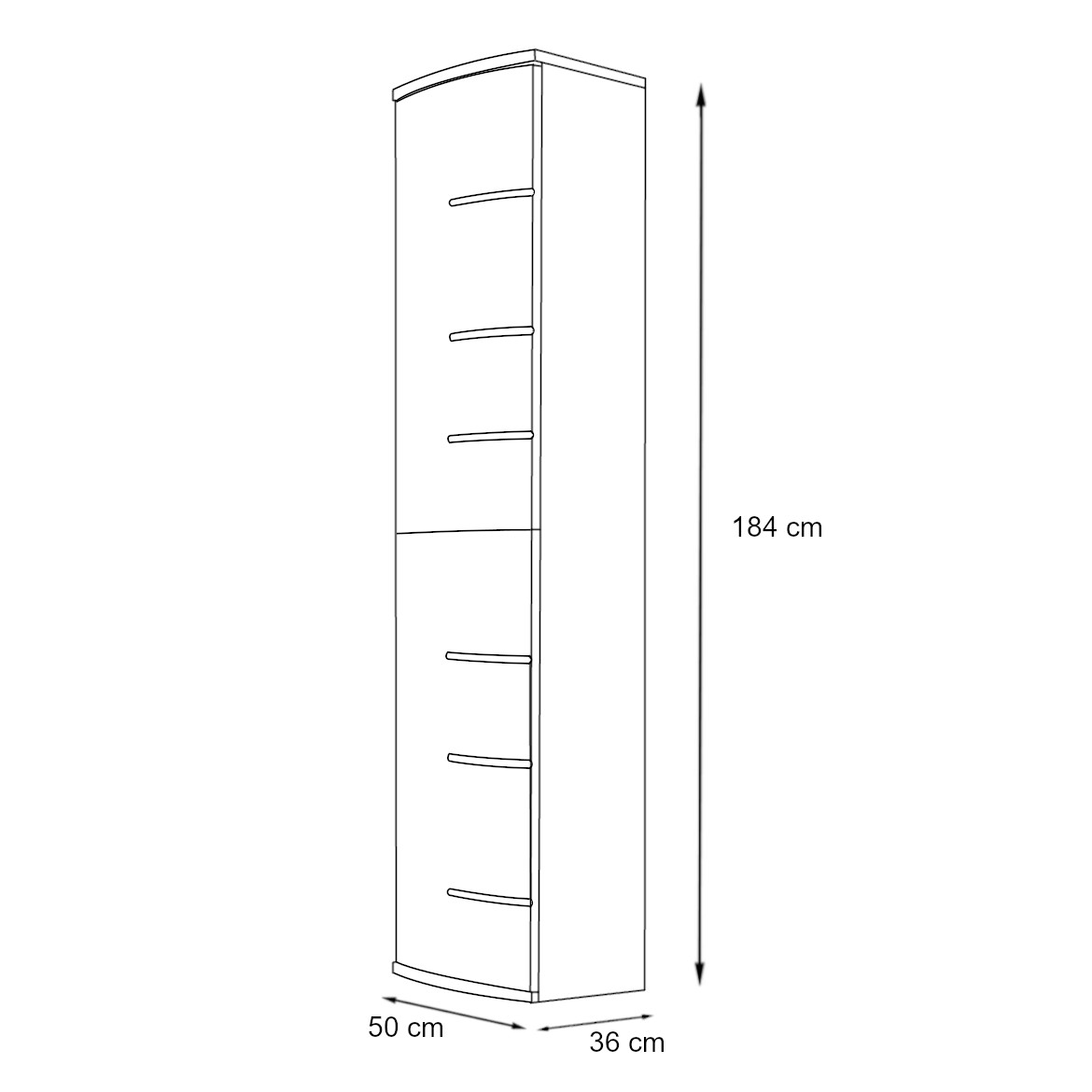 Vitrina Ontario 2 vrata 50x36x184 cm natur/bela