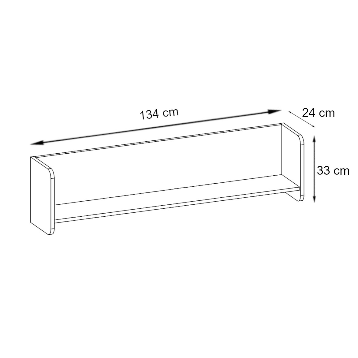 Vivero zidna polica 134x24x33 natur/bela