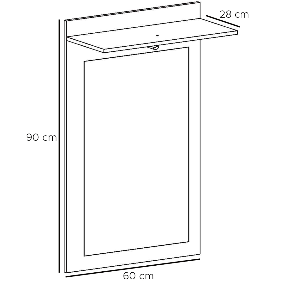 Gustavo zidno ogledalo sa policom 60x35x90 cm hrast/belo
