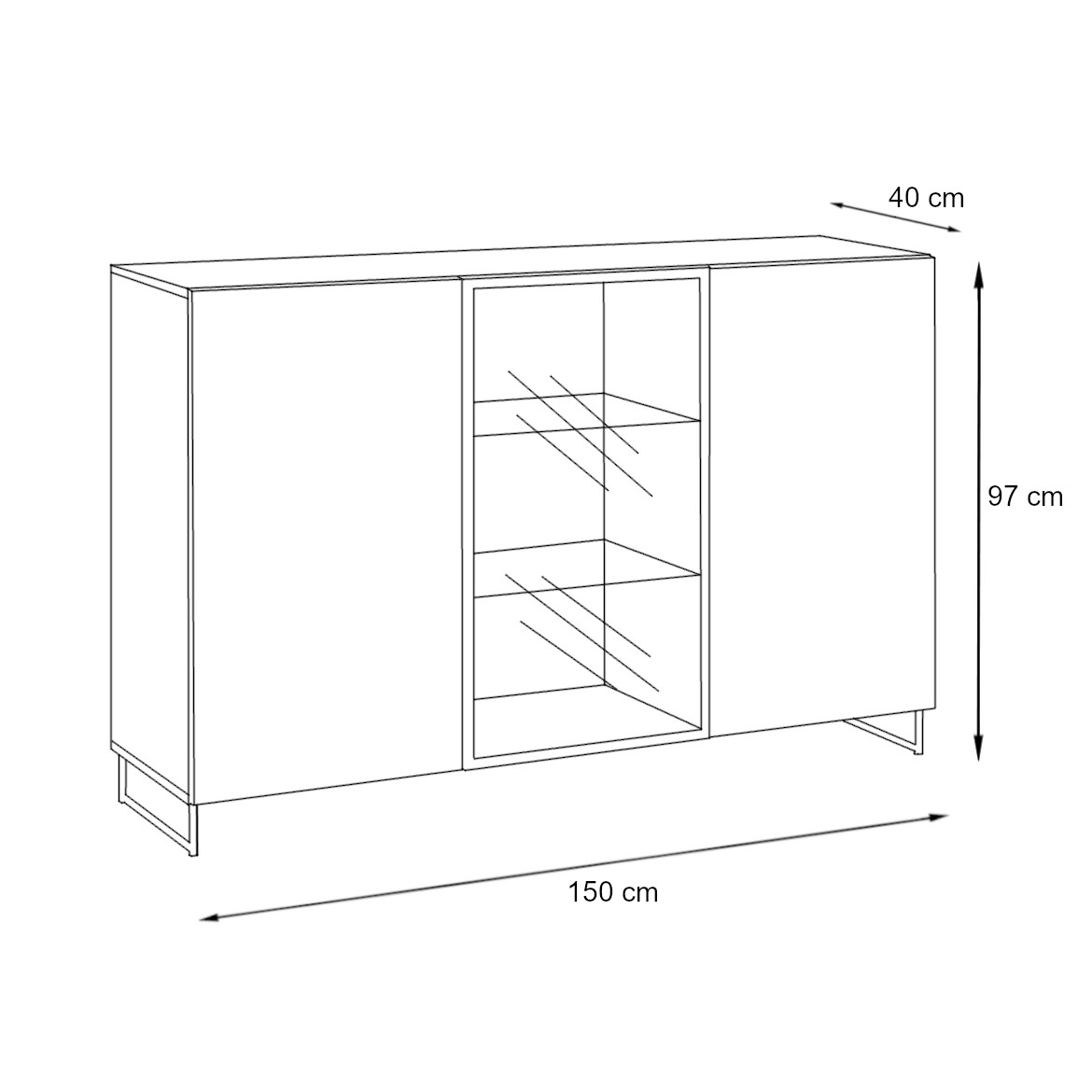 Komoda Plank 3 vrata 150x40x97 cm hrast