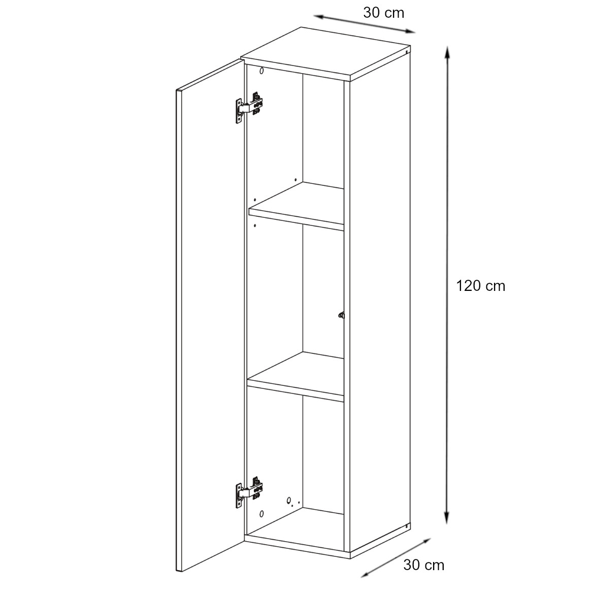 Komoda Switch SW2 1 vrata 30x30x120 cm siva