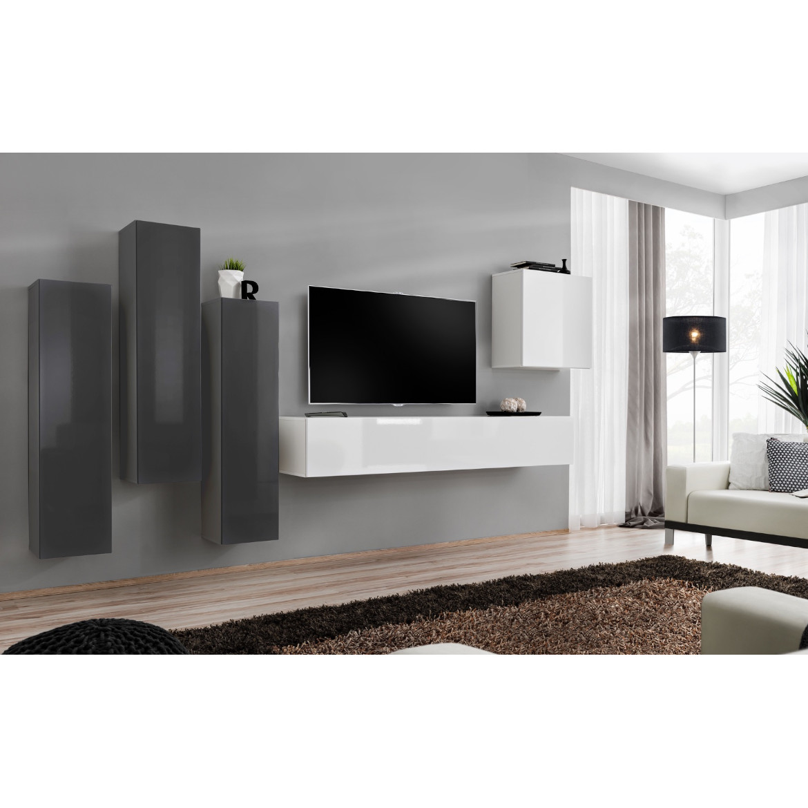 Komoda Switch SW2 1 vrata 30x30x120 cm siva