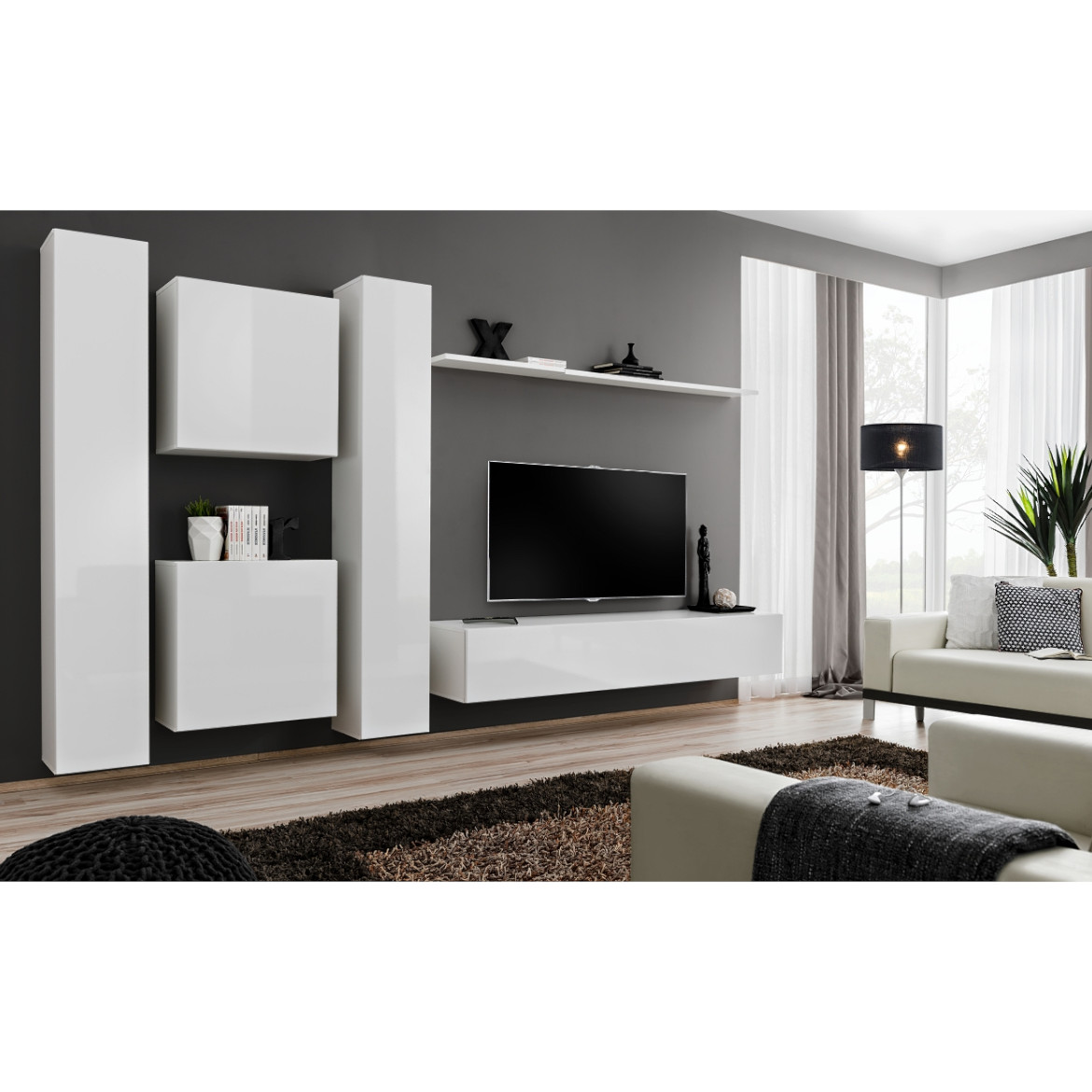 Komoda Switch SW1 1 vrata 30x30x180 cm bela