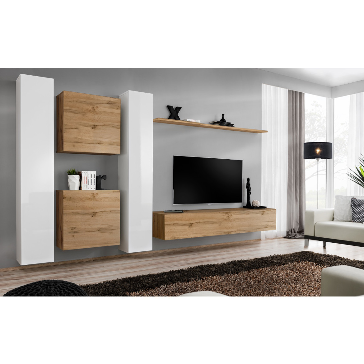 Komoda Switch SW1 1 vrata 30x30x180 cm bela