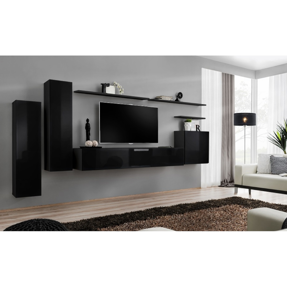 Switch regal I 330x40x160 cm crni