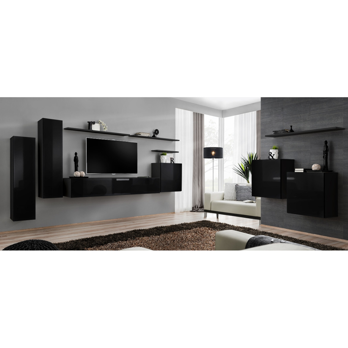 Switch regal I 330x40x160 cm crni