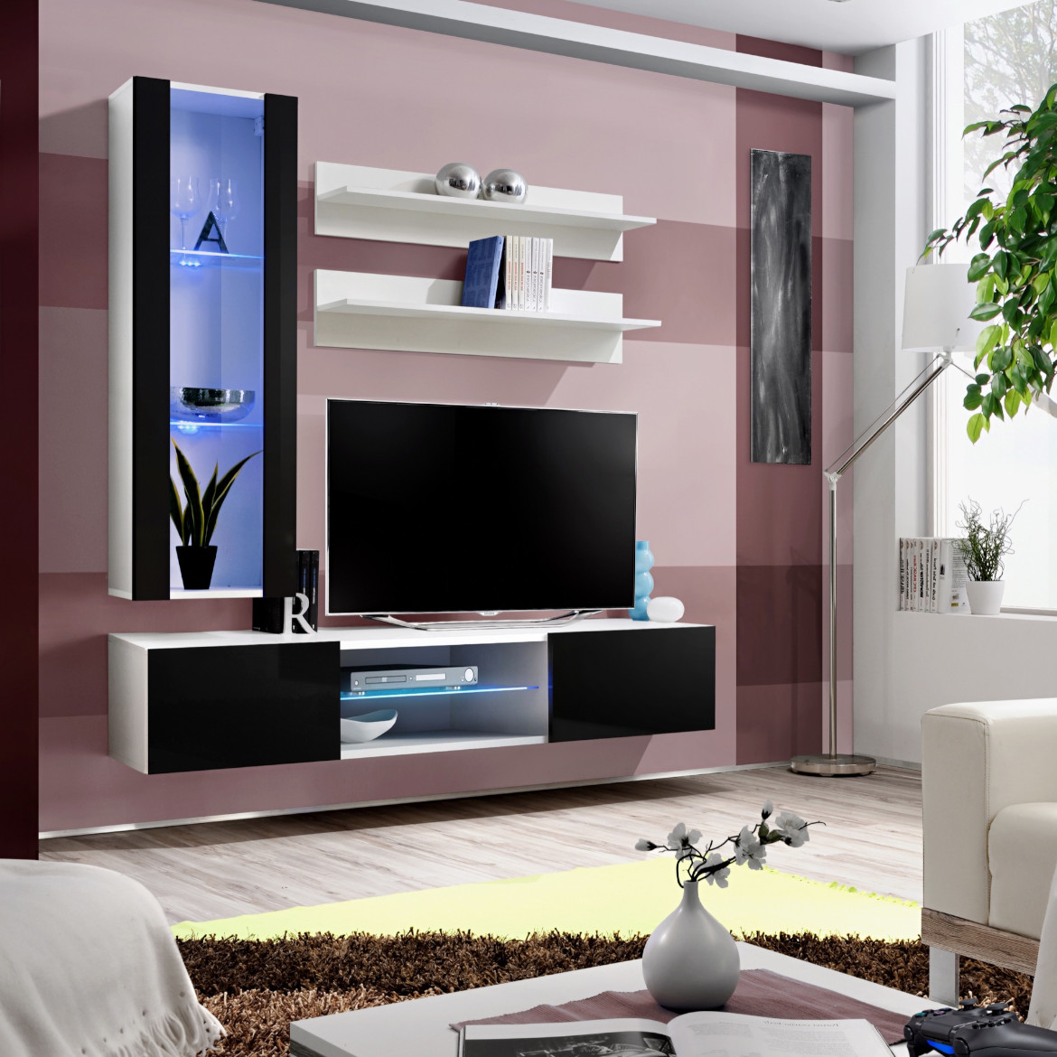 Regal  Fly S2 160x40x170 cm crna/bela