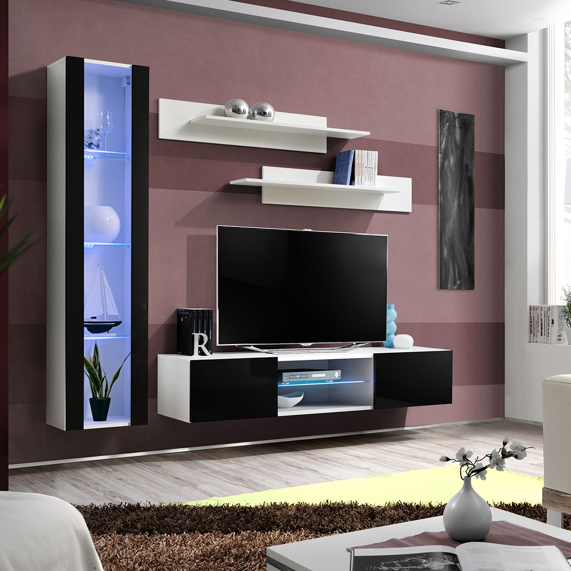 Regal  Fly R2 200x40x170 cm crna/bela