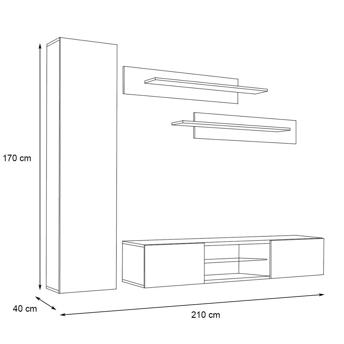 Regal  Fly R1 200x40x170 cm crna